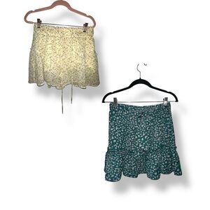 Green and yellow floral mini skirt duo
